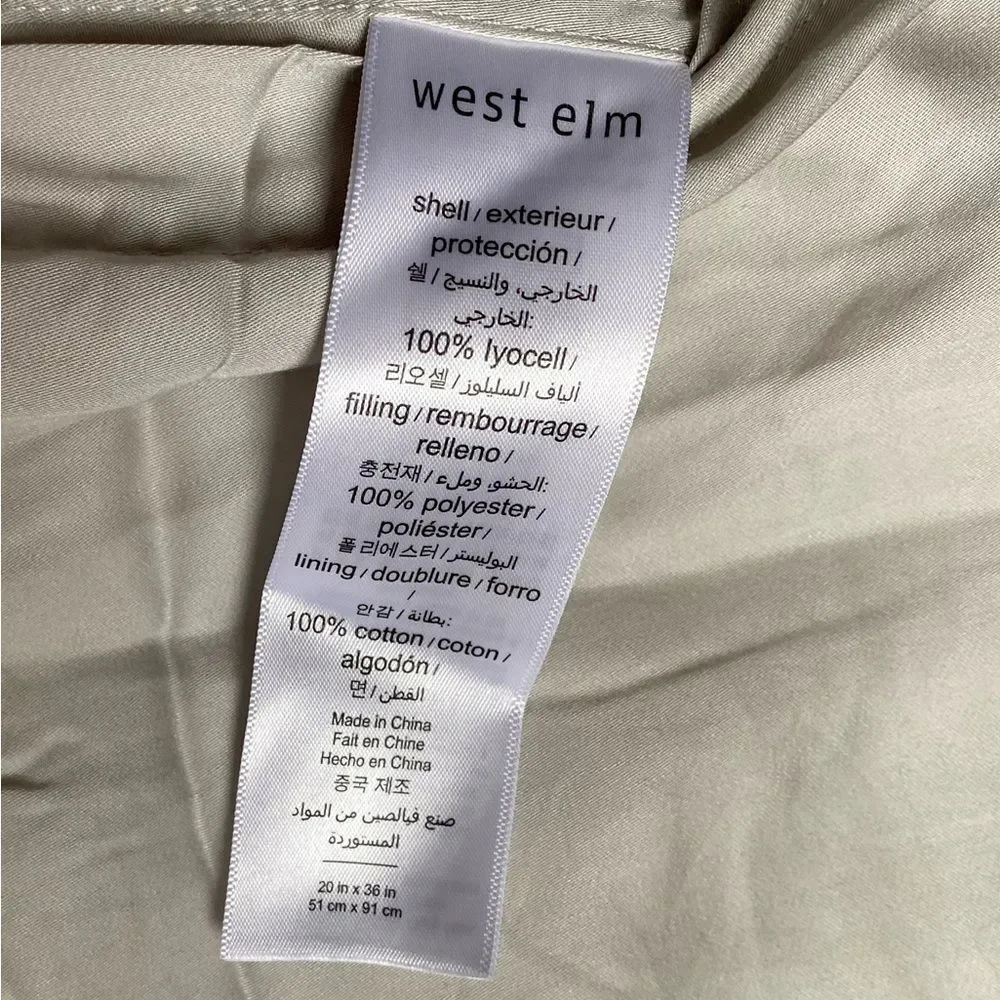 New- West Elm Silky Feel Lyocell Frost Grey Bed Plush Pillow Sham Cover